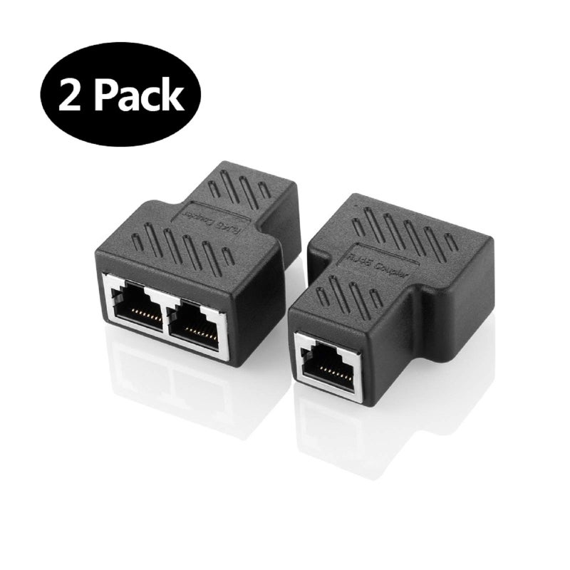 Oxsubor RJ45 Splitter Connectors Adapter 1 to 2 Ethernet Coupler Double Socket HUB Interface Contact Modular Plug Connect Network LAN Internet Cat5 Cat62 Pack (Can't Run Both at The Same TIME) - Image 3